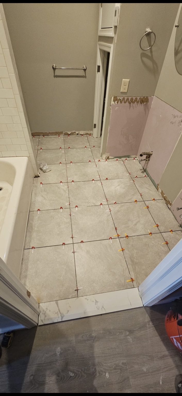 Bathroom floor before tile installation